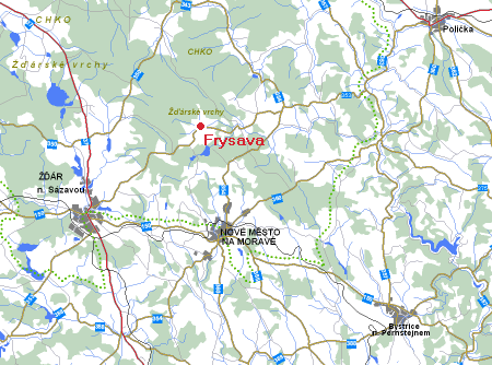 Frysava is 4 miles north of Nove Mesto na Morave.